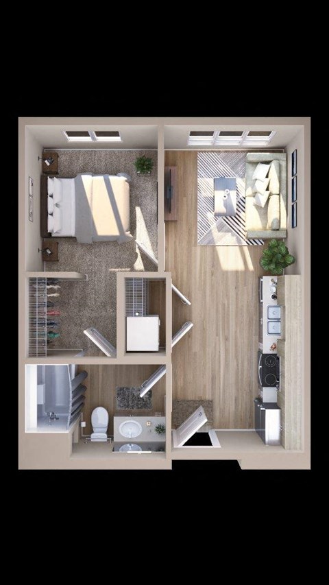 Adara at SeaTac Apartments A1 3D Floor Plan
